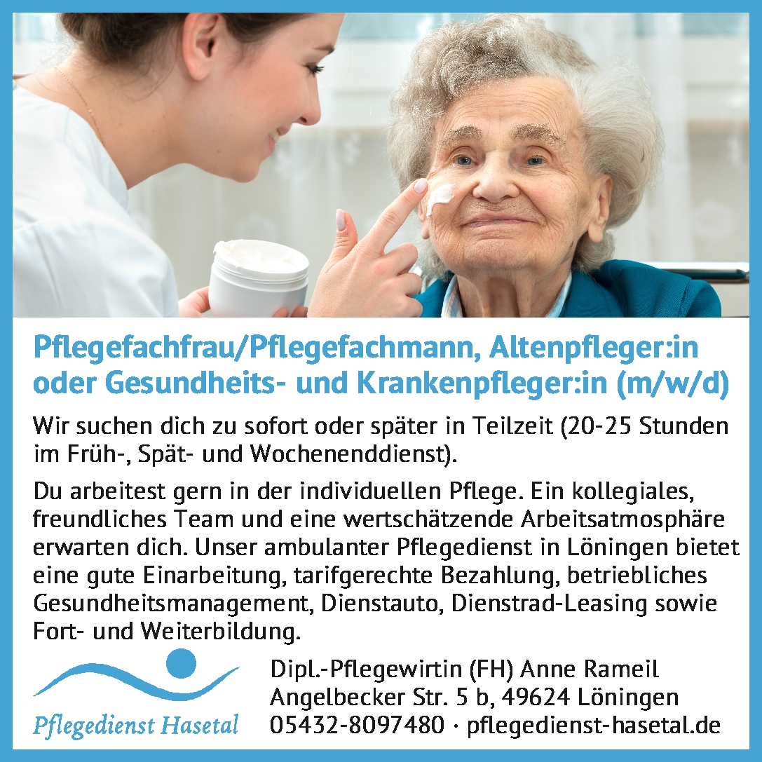 Stellenanzeige Pflege