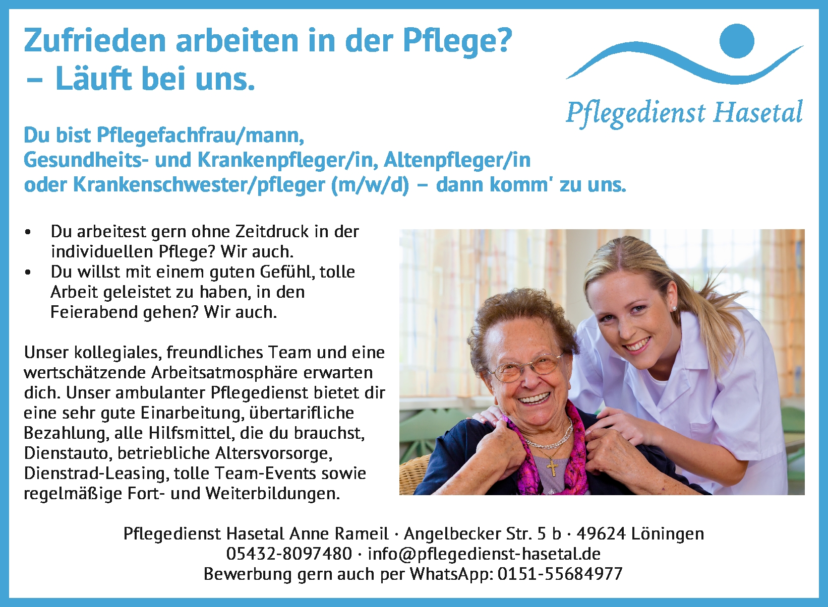 Stellenanzeige Pflege